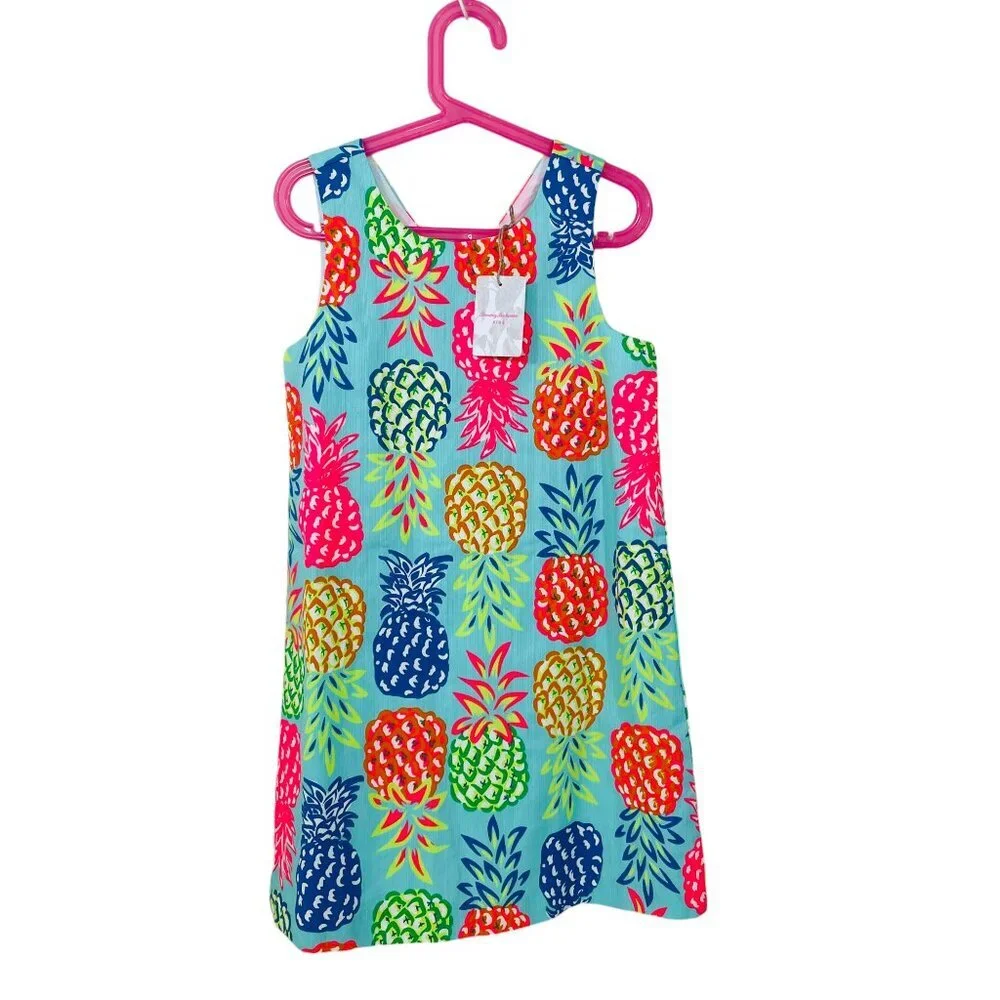 NWT Tommy Bahama Girls 8 Pineapple Shift Dress Bright Multi $55 Cotton Lined NEW